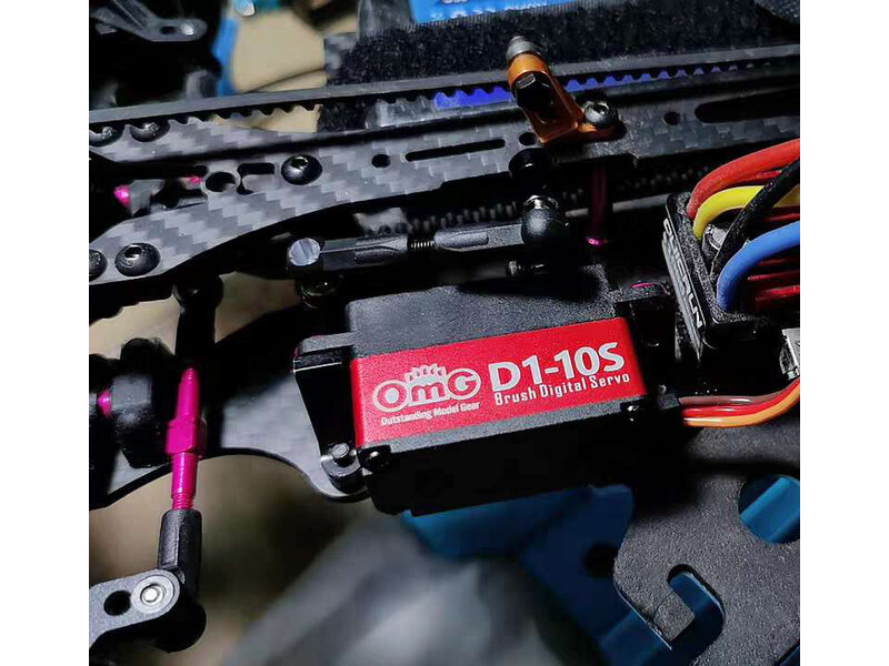 RC OMG D1-10S - Mid Aluminium Digital Low Profile Servo - Black/Red