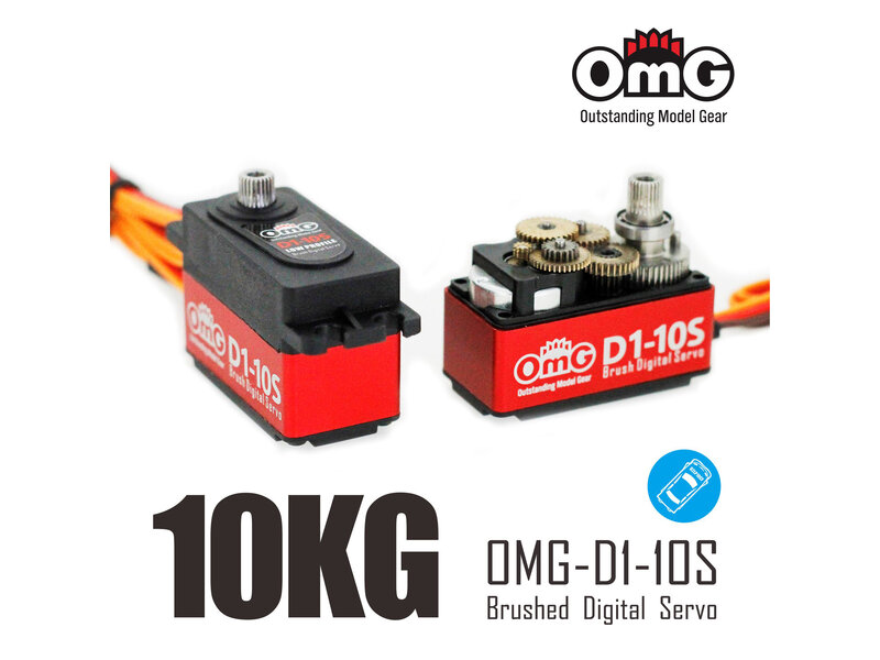 RC OMG D1-10S - Mid Aluminium Digital Low Profile Servo - Black/Red