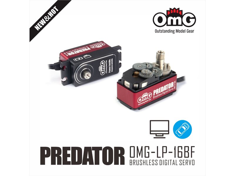 RC OMG Predator Full Metal Brushless Digital Low Profile Servo / Color: Red