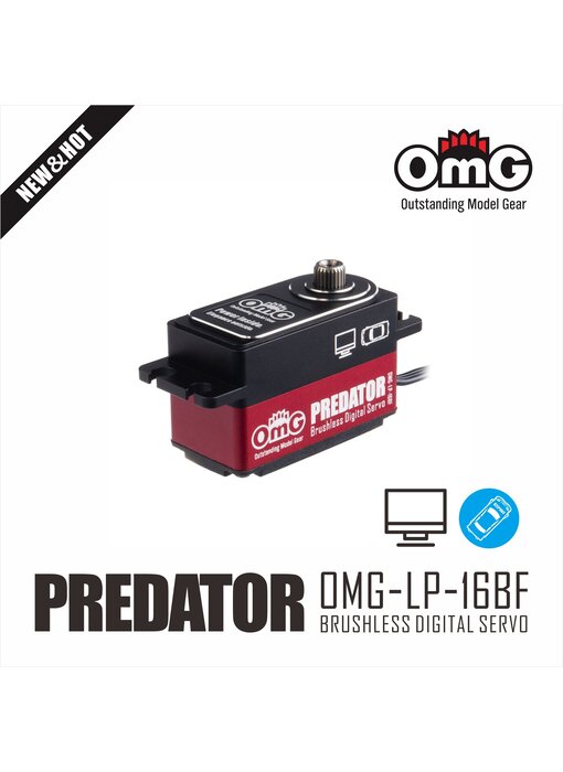 RC OMG Predator Full Metal Brushless Digital Low Profile Servo / Red