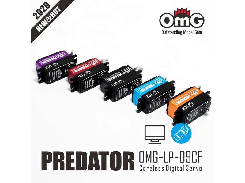 RC OMG LP-09CF/RD - Predator Full Metal Coreless Digital Low Profile Servo - Red