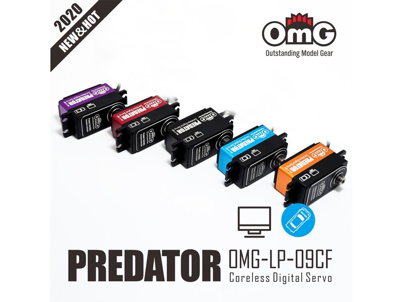 RC OMG LP-09CF/VT - Predator Full Metal Coreless Digital Low Profile Servo - Purple