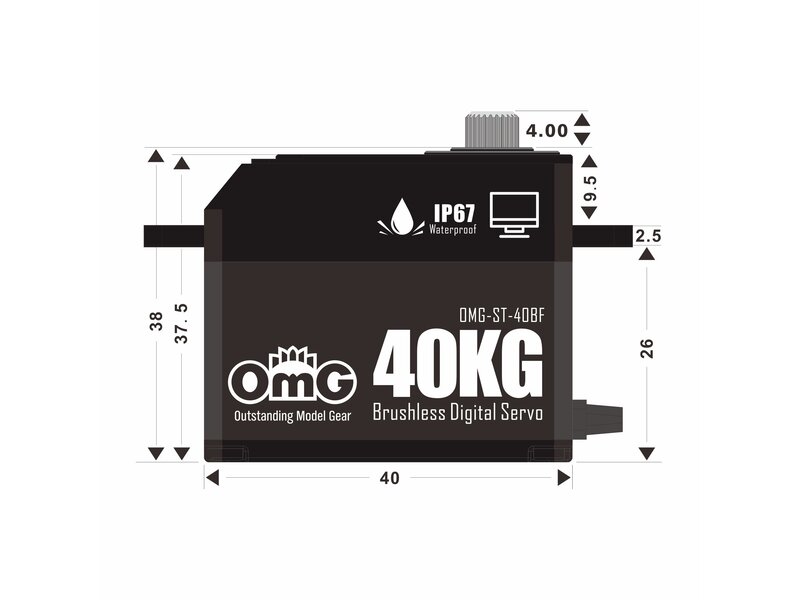 RC OMG ST-40BF - 40kg Full Metal Standard Waterproof Digital Brushless Servo