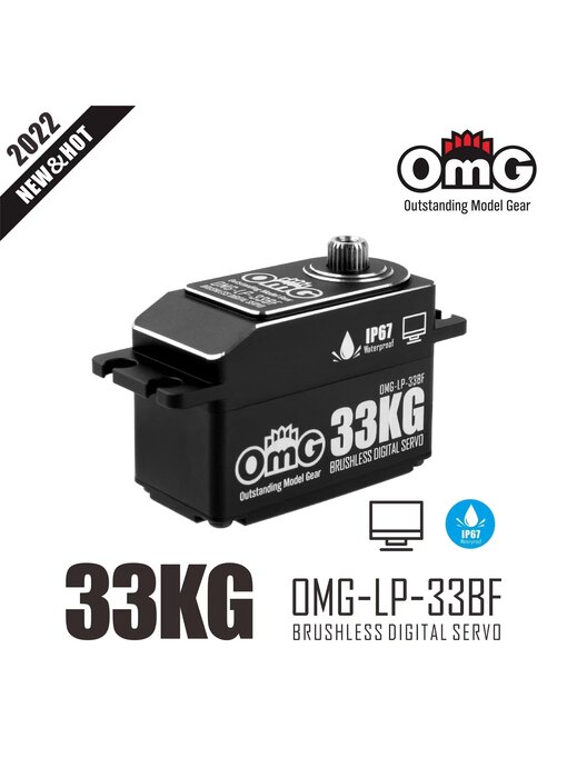 RC OMG 33kg Full Metal Low Profile Waterproof Digital Brushless Servo / Black