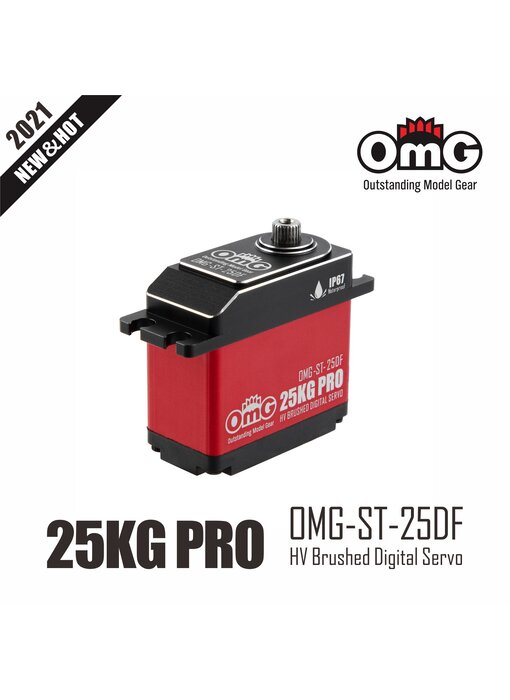 RC OMG 25kg Top & Mid Metal Waterproof Digital Brushed Servo / Red