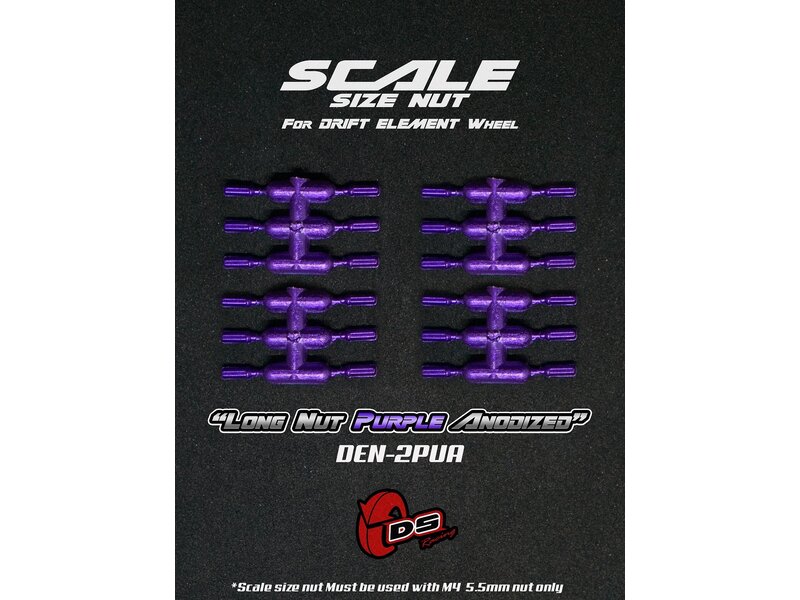 DS Racing Long Scale Nut for Drift Element Wheel (24pcs) / Purple Anodized