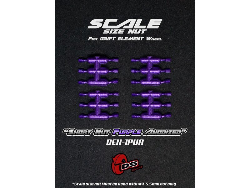 DS Racing Short Scale Nut for Drift Element Wheel (24pcs) / Purple Anodized