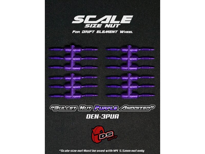 DS Racing Bullet Scale Nut for Drift Element Wheel (24pcs) / Purple Anodized