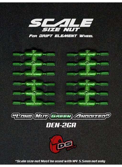 DS Racing Long Scale Nut for DE Wheel (24) / Green Anodized