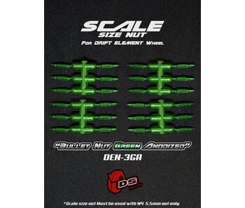 DS Racing Bullet Scale Nut for DE Wheel (24) / Green Anodized