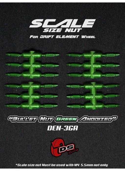 DS Racing Bullet Scale Nut for DE Wheel (24) / Green Anodized