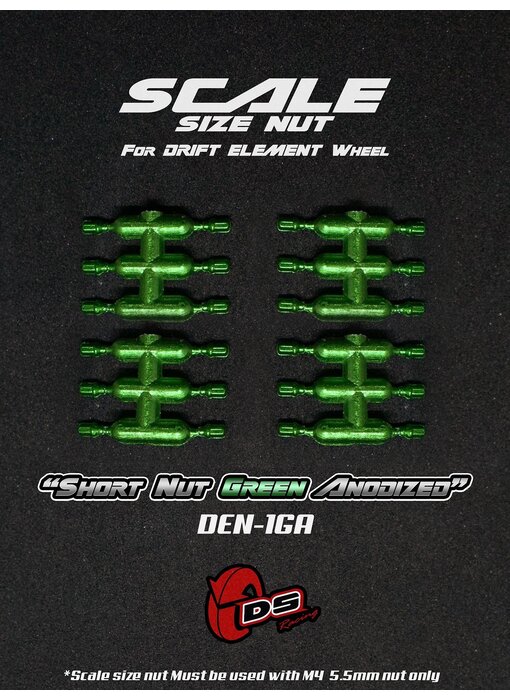 DS Racing Short Scale Nut for DE Wheel (24) / Green Anodized