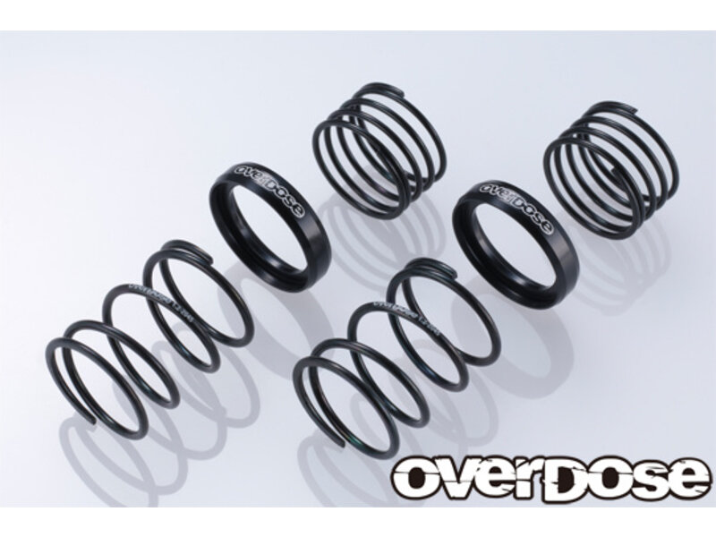 Overdose High Performance Twin Spring 1.2-2045 φ1.2, 4.5 coil, 20mm with Helper Spring / Color: Black (2pcs)