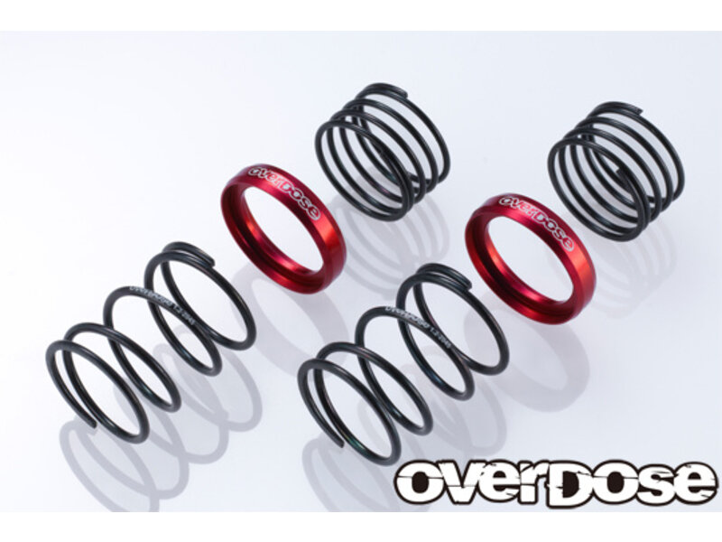 Overdose High Performance Twin Spring 1.2-2045 φ1.2, 4.5 coil, 20mm with Helper Spring / Color: Red (2pcs)