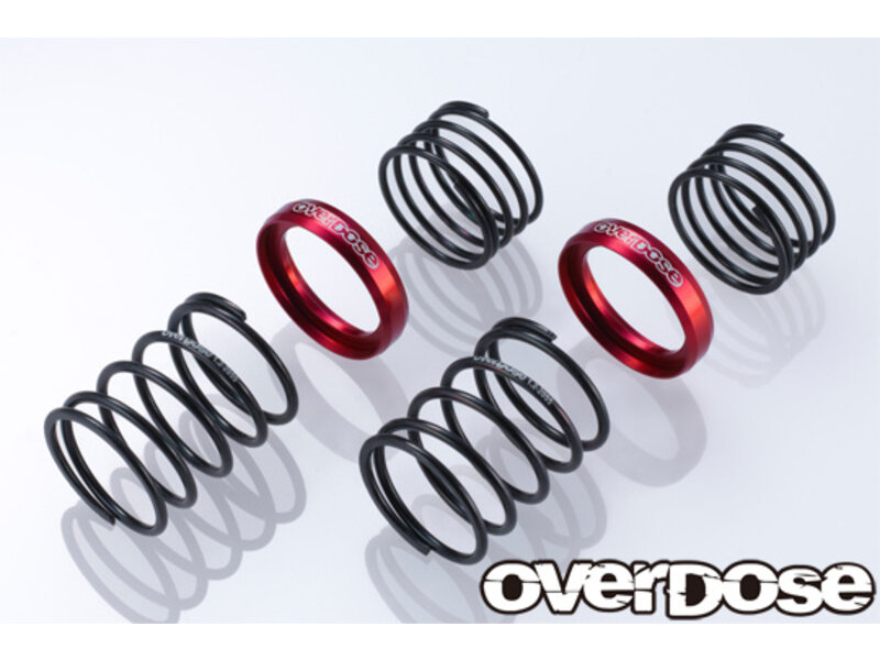 Overdose High Performance Twin Spring 1.2-2055 φ1.2, 5.5 coil, 20mm with Helper Spring / Color: Red (2pcs)