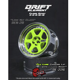 DS Racing Drift Element 6 Spoke Wheel Adj. Offset (2pcs) / Flu Lime Face / Chrome Lip with Black Rivets