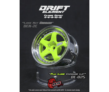 DS Racing DE 5 Spoke Wheel (2) / Flu Lime / Chrome Lip