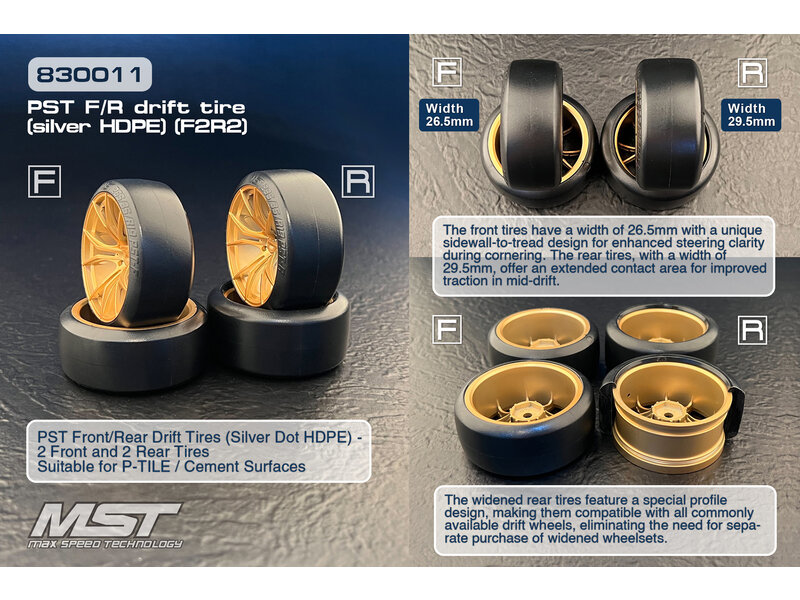 MST PST Drift Tire (F2R2) / Compound: Silver Dot HDPE