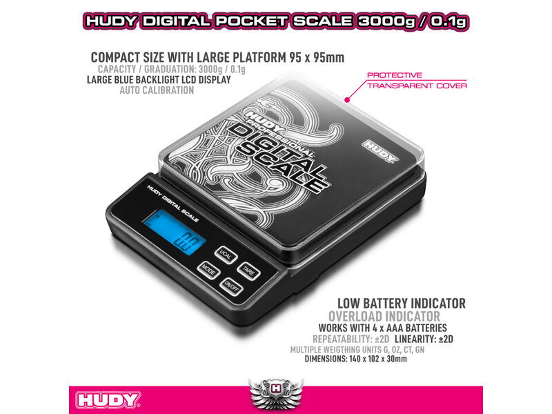 Hudy H107866 - Professional Digital Pocket Scale 3000g / 0.1g