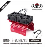 RC OMG Motor Heatsink with Dual Cooling Fan for 540/550 Motor (Φ36mm) / Red