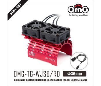 RC OMG Motor Heatsink with Dual Cooling Fan / Red