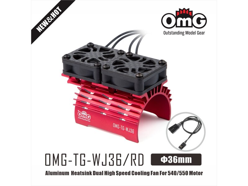 RC OMG Motor Heatsink with Dual Cooling Fan for 540/550 Motor (Φ36mm) / Red