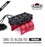 RC OMG Motor Heatsink with Dual Cooling Fan for 540/550 Motor (Φ36mm) / Red