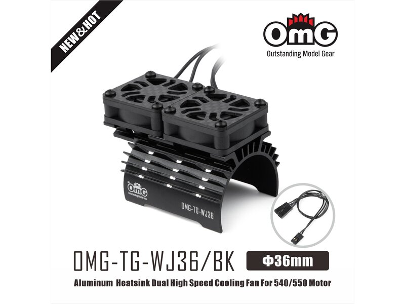 RC OMG Motor Heatsink with Dual Cooling Fan for 540/550 Motor (Φ36mm) / Black