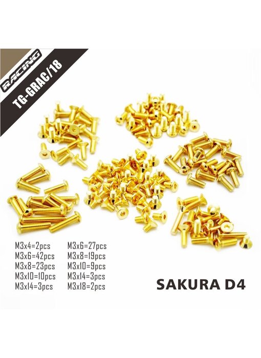 RC OMG Golden Screw Kit for SAKURA D4