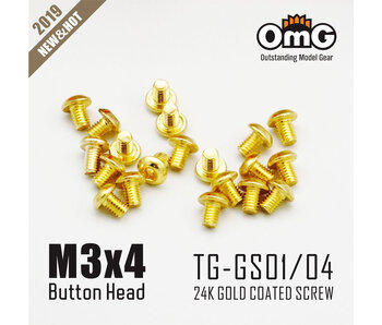 RC OMG Golden Screw Button Head M3 x 4mm (20pcs)