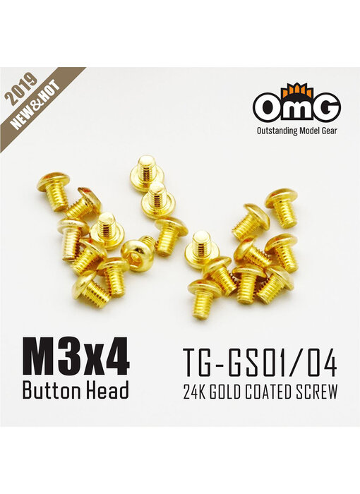 RC OMG Golden Screw Button Head M3 x 4mm (20pcs)