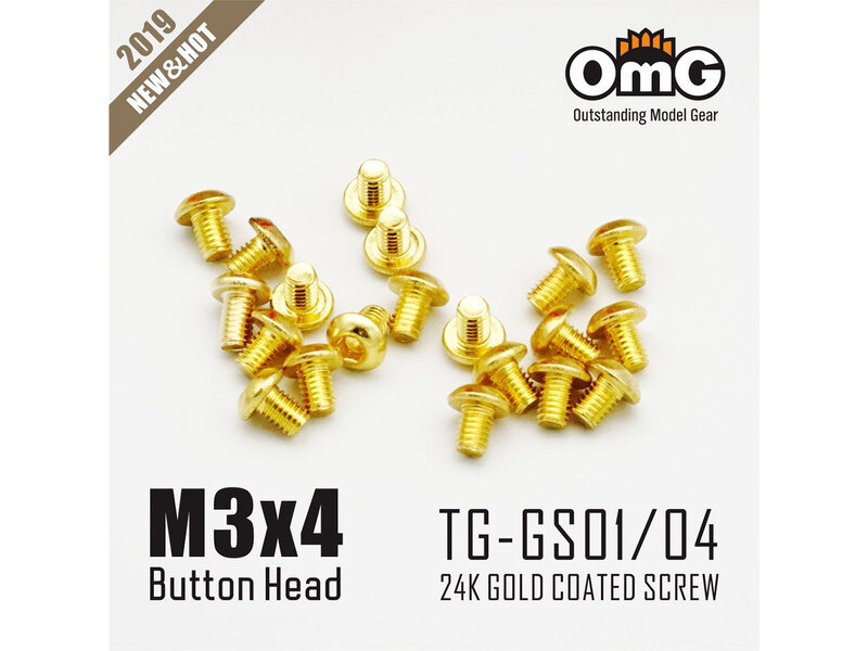 RC OMG TG-GS01/04 - Golden Screw Button Head M3 x 4mm (20pcs)