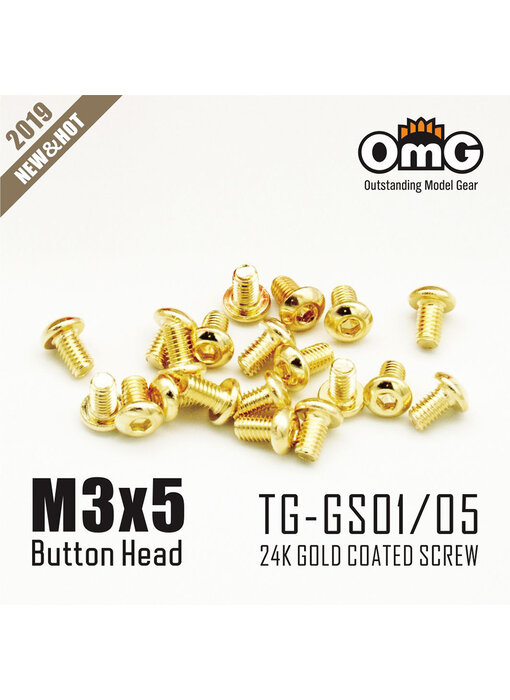 RC OMG Golden Screw Button Head M3 x 5mm (20pcs)