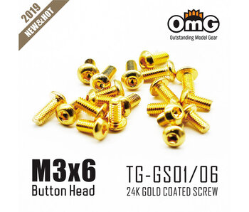RC OMG Golden Screw Button Head M3 x 6mm (20pcs)