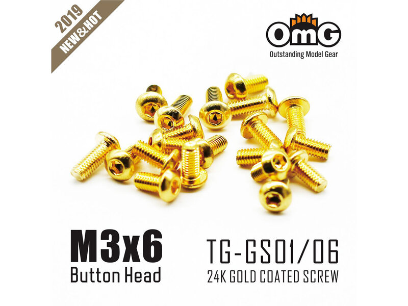 RC OMG TG-GS01/06 - Golden Screw Button Head M3 x 6mm (20pcs)