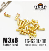 RC OMG TG-GS01/08 - Golden Screw Button Head M3 x 8mm (20pcs)