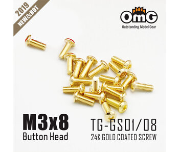 RC OMG Golden Screw Button Head M3 x 8mm (20pcs)