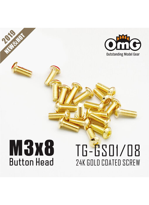 RC OMG Golden Screw Button Head M3 x 8mm (20pcs)