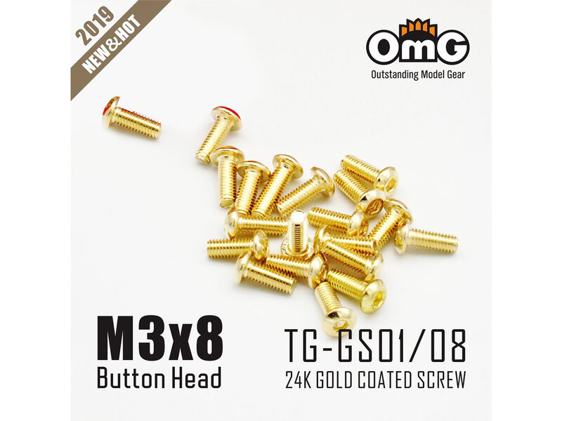 RC OMG TG-GS01/08 - Golden Screw Button Head M3 x 8mm (20pcs)