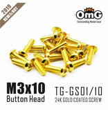 RC OMG TG-GS01/10 - Golden Screw Button Head M3 x 10mm (20pcs)