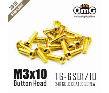 RC OMG Golden Screw Button Head M3 x 10mm (20pcs)