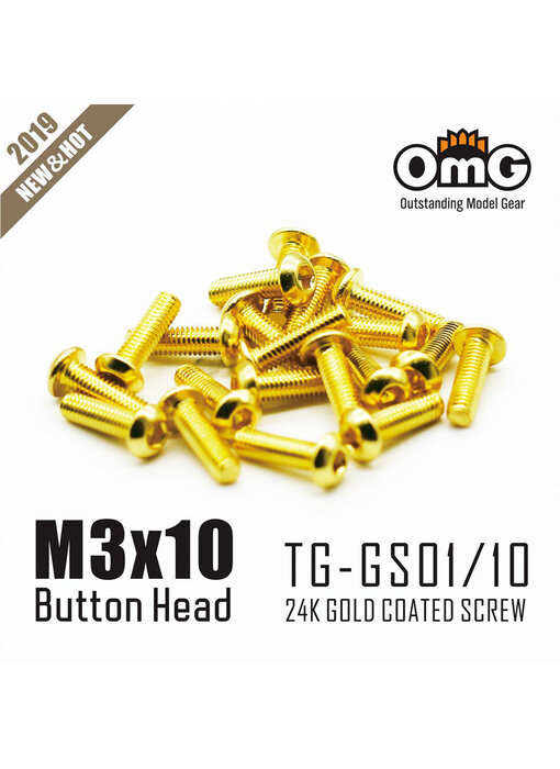 RC OMG Golden Screw Button Head M3 x 10mm (20pcs)