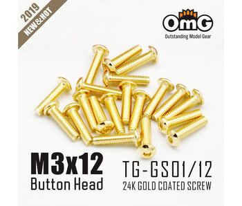 RC OMG Golden Screw Button Head M3 x 12mm (20pcs)