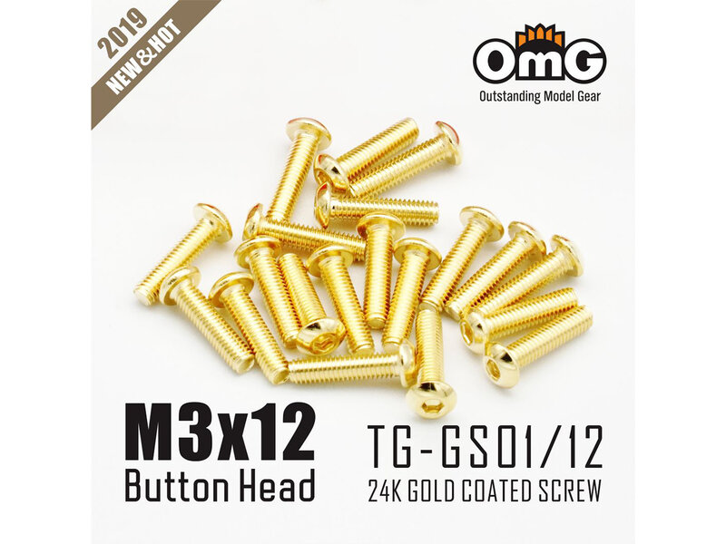 RC OMG TG-GS01/12 - Golden Screw Button Head M3 x 12mm (20pcs)