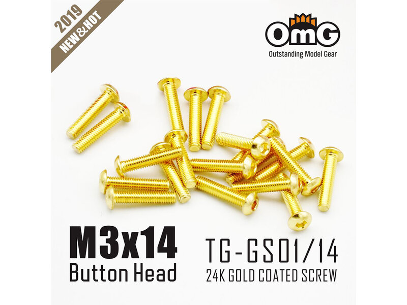 RC OMG TG-GS01/14 - Golden Screw Button Head M3 x 14mm (20pcs)