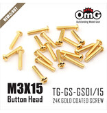 RC OMG Golden Screw Button Head M3 x 15mm (20pcs)