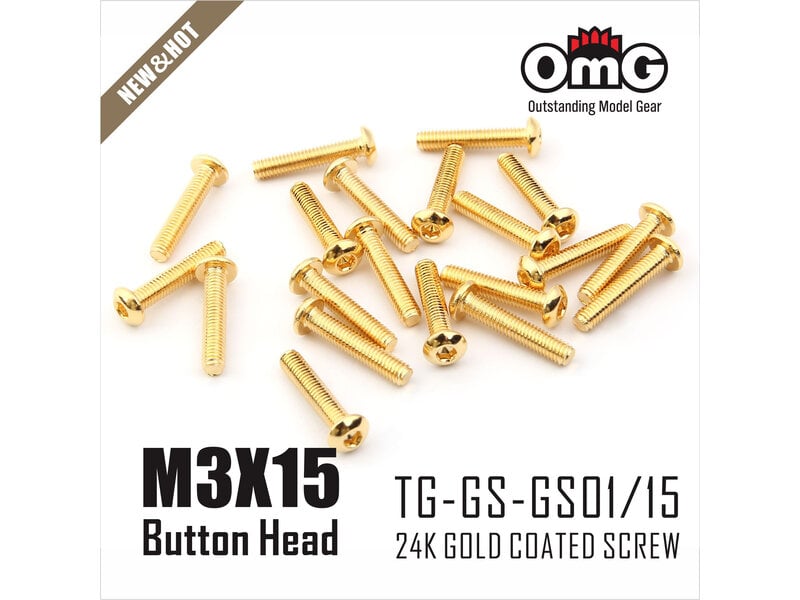 RC OMG Golden Screw Button Head M3 x 15mm (20pcs)
