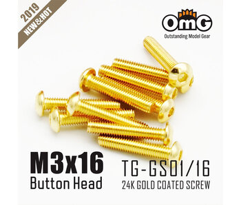 RC OMG Golden Screw Button Head M3 x 16mm (10pcs)