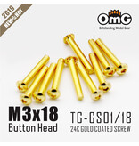 RC OMG TG-GS01/18 - Golden Screw Button Head M3 x 18mm (10pcs)