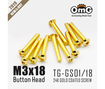 RC OMG Golden Screw Button Head M3 x 18mm (10pcs)